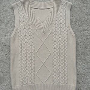 Elegant Cream V-Neck Sweater Vest
